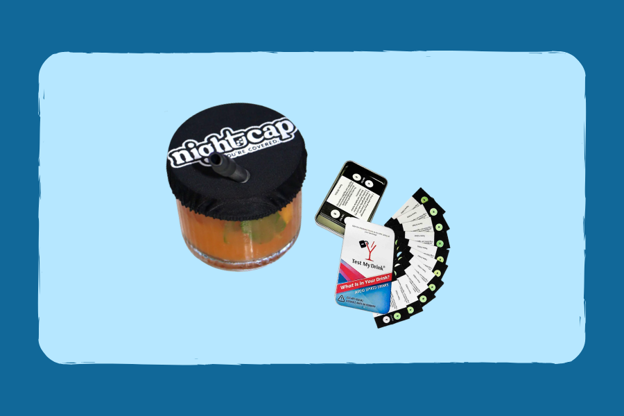 Night cap and drug testing kit for drinks