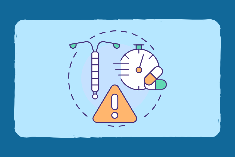 IUD, warning label, and timer